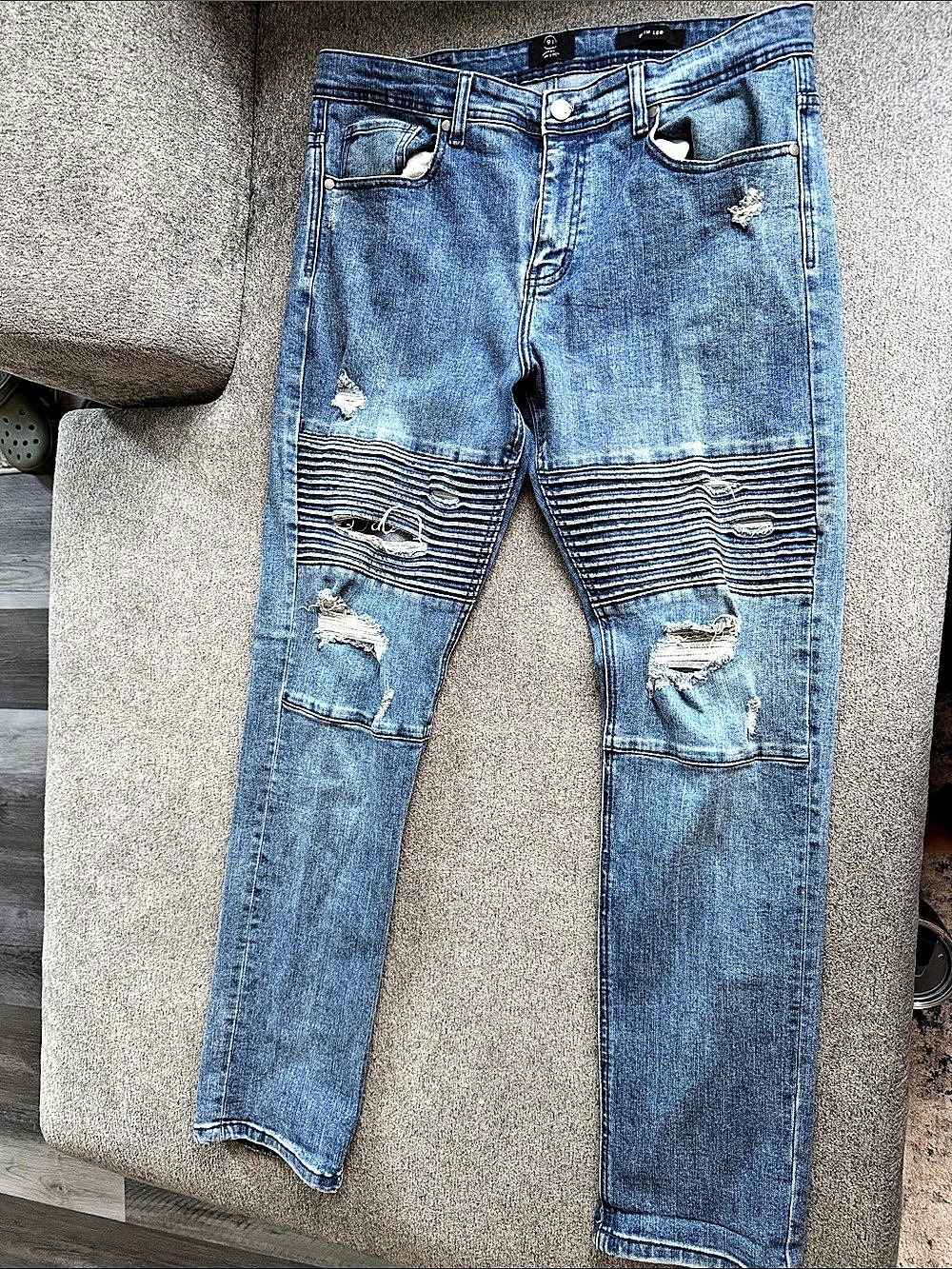 Cotton On 91 Slim Leg Biker Jeans Men's Blue Waist 34